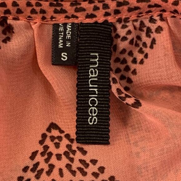 Maurices Womens Small Lightweight Front Tie Chevron Stripe Cold Shoulder Blouse - Picture 5 of 6